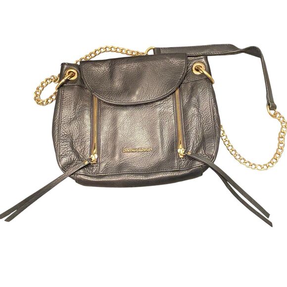 Cynthia Rowley Pebbled Black Leather Crossbody Shoulder bag Chain Strap - Picture 4 of 8